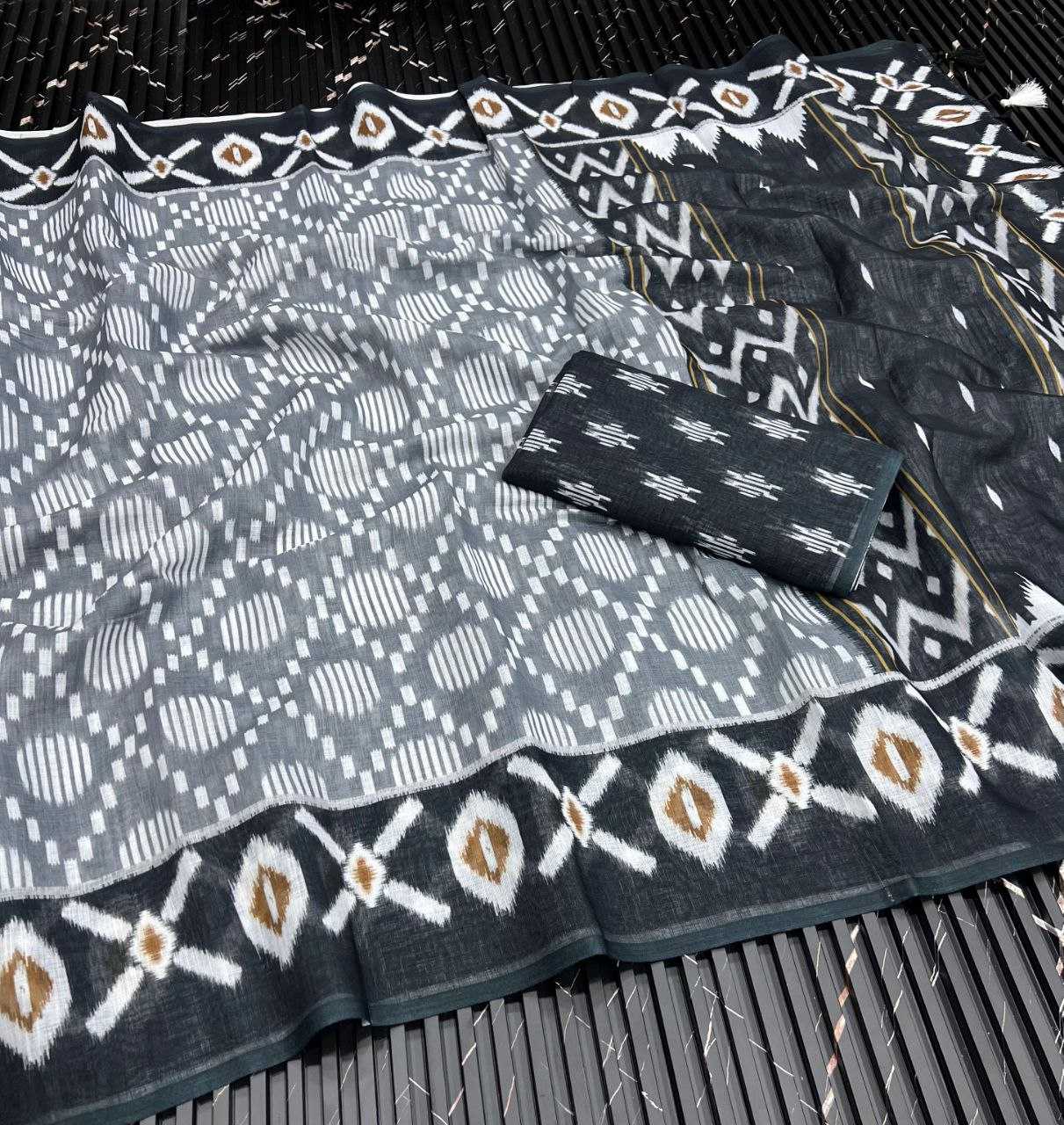 Ynf Pure Linen RIN225 931 Sarees Wedding Collections Festive Collections Wholesale Printed Sarees Linen Sarees Sarees With Blouse Manufacturer