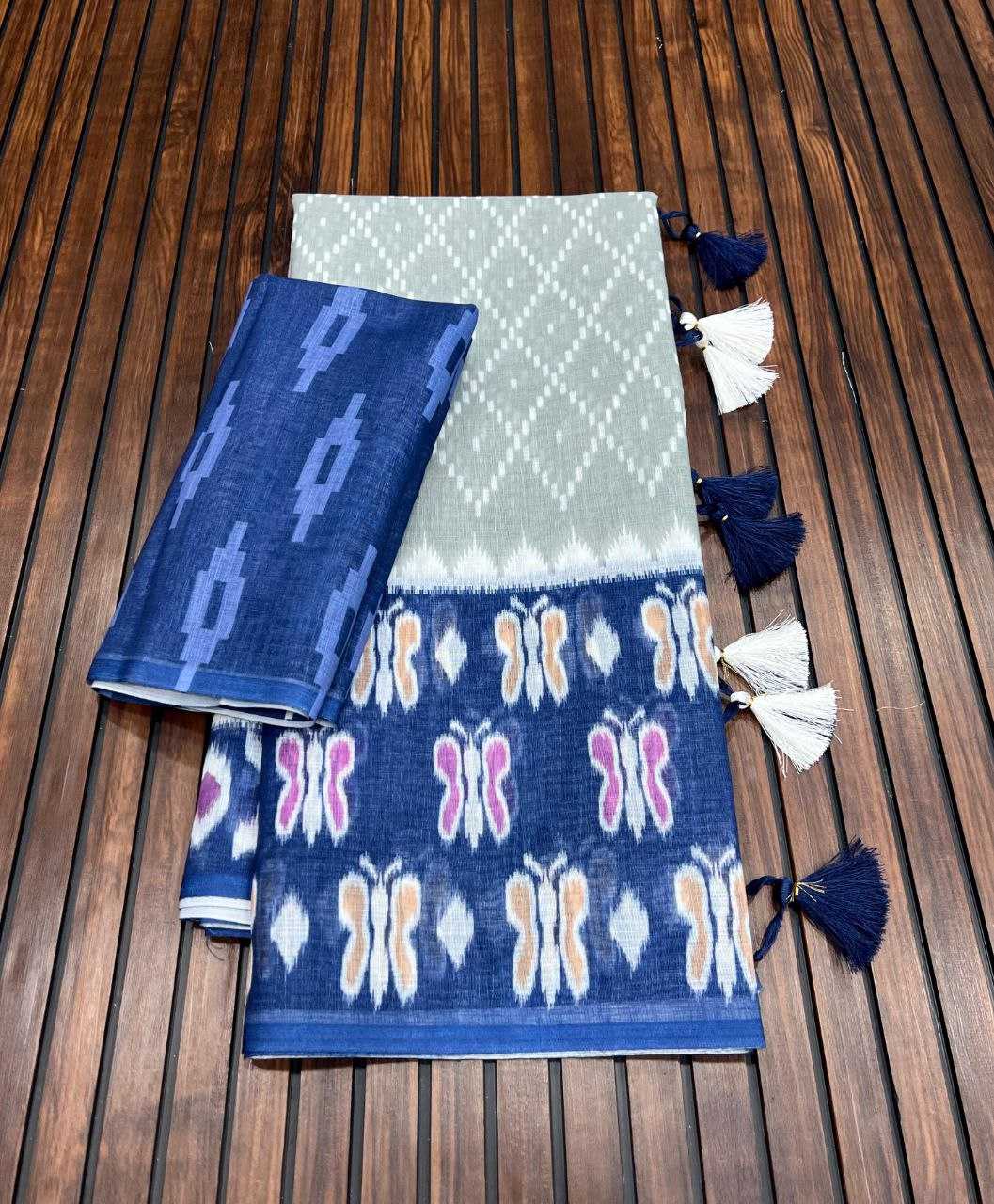 Ynf Pure Linen RIN225 935 Sarees Wedding Collections Festive Collections Wholesale Printed Sarees Linen Sarees Sarees With Blouse Manufacturer