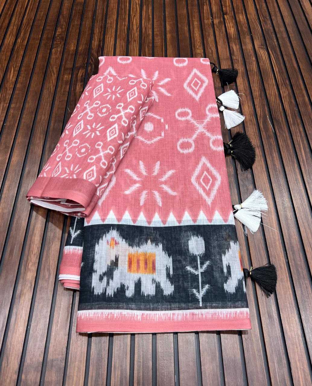 Ynf Pure Linen RIN225 935 Sarees Wedding Collections Festive Collections Wholesale Printed Sarees Linen Sarees Sarees With Blouse Manufacturer
