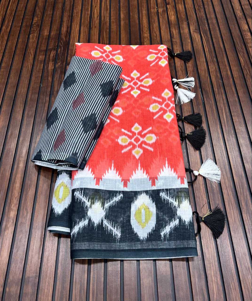 Ynf Pure Linen RIN225 935 Sarees Wedding Collections Festive Collections Wholesale Printed Sarees Linen Sarees Sarees With Blouse Manufacturer