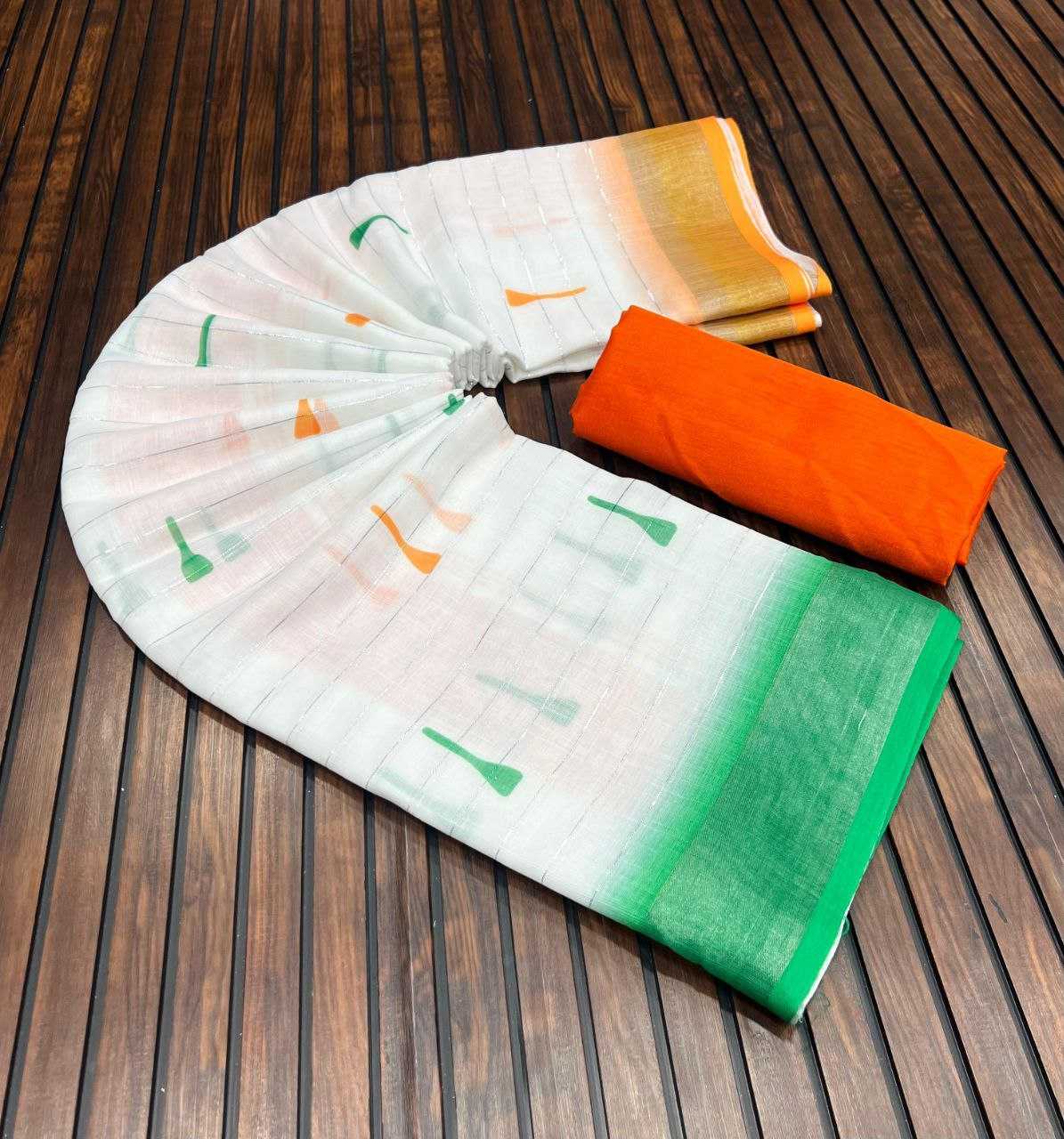 Ynf Pure Linen RIN225 940 Sarees Festive Collections Wholesale Printed Sarees Cotton Linen Sarees Independence Day Collections Manufacturer
