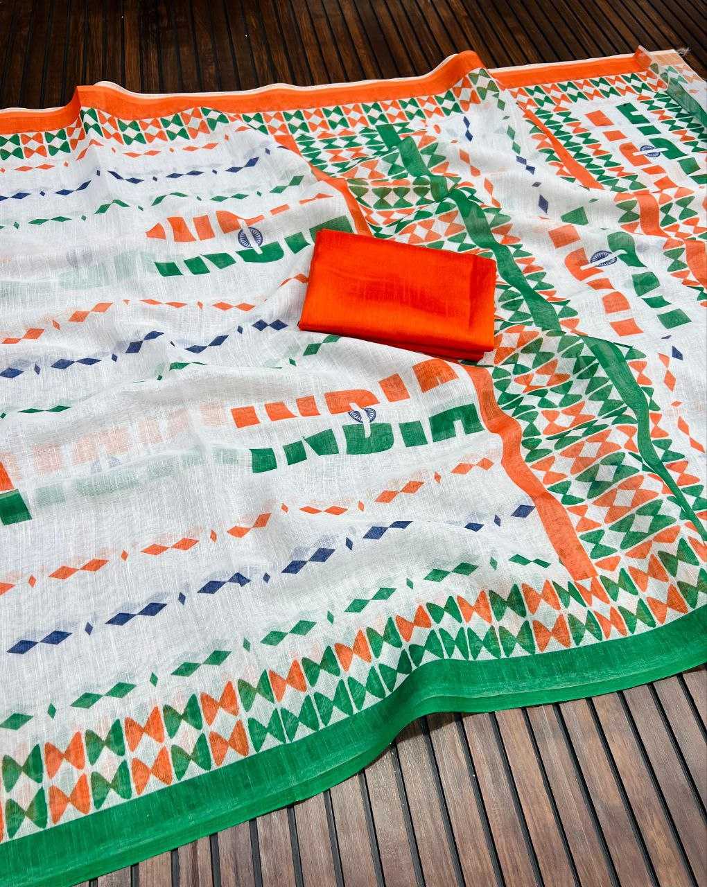 Ynf Pure Linen RIN225 951 Sarees Festive Collections Wholesale Printed Sarees Republic Day Collections Independence Day Collections Manufacturer
