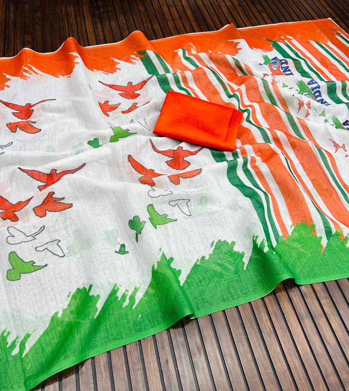 Ynf Pure Linen RIN225 951 Sarees Festive Collections Wholesale Printed Sarees Republic Day Collections Independence Day Collections Manufacturer