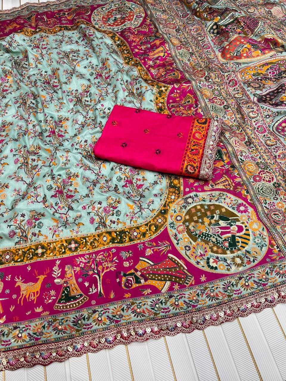Ynf Pure Pashmina RIN225 938 Silk Sarees Wedding Collections Festive Collections Wholesale Zari Border Silk Sarees Embroidered Silk Sarees Silk Sarees With Blouse Manufacturer