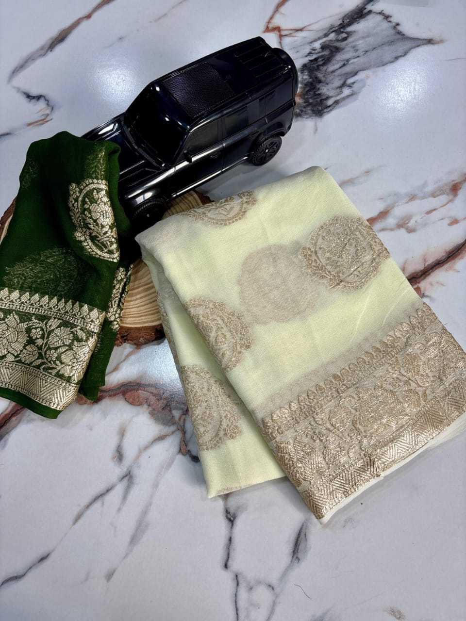 Ynf Pure Viscos RIN178 POPLEX Sarees Wholesale Georgette Sarees Zari Border Sarees Viscose Saree Manufacturer
