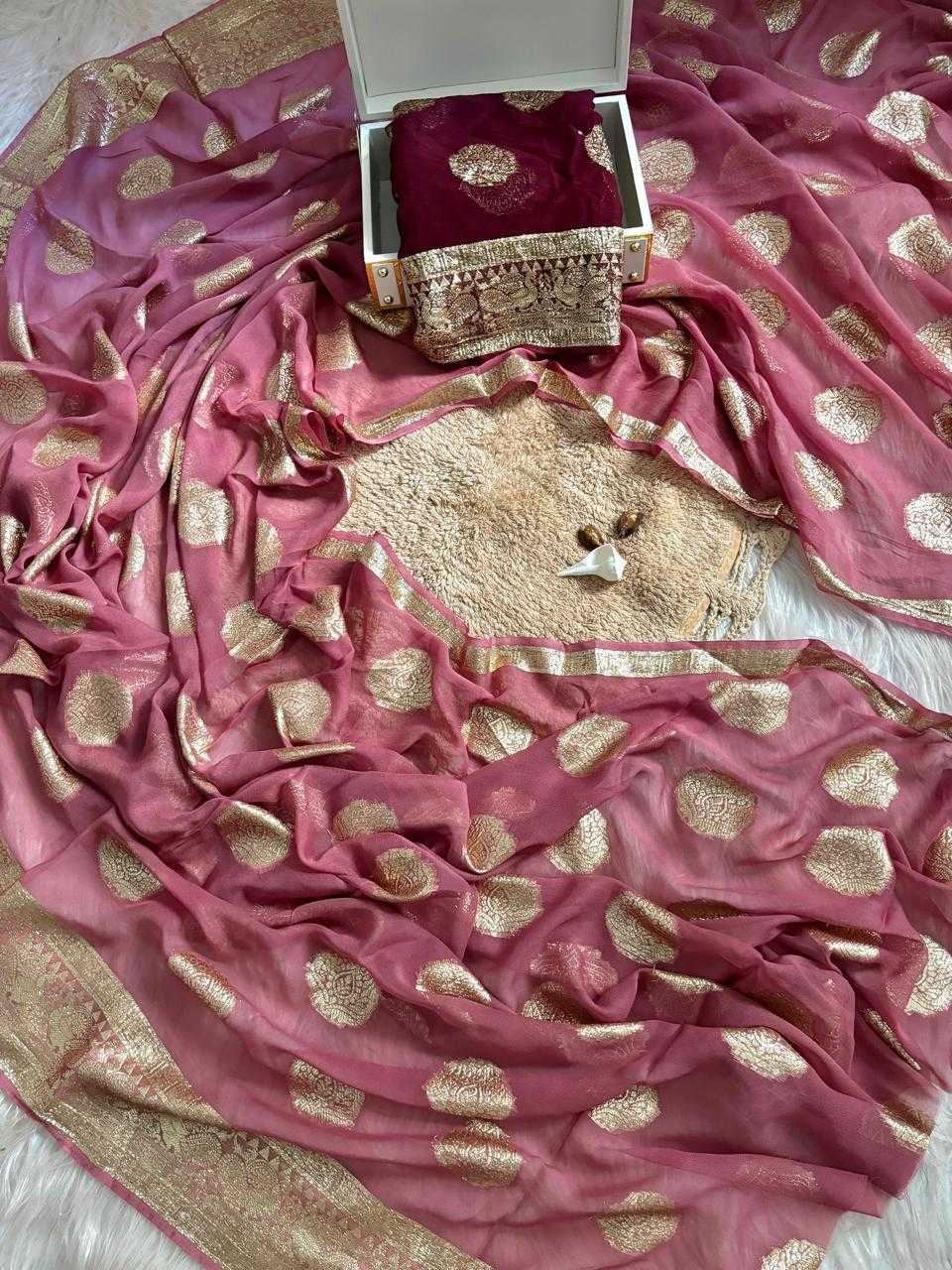 Ynf Pure Viscos RIN178 TINKE Sarees Wedding Collections Festive Collections Wholesale Georgette Sarees Zari Border Sarees Viscose Saree Manufacturer