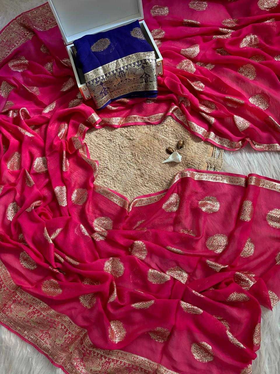 Ynf Pure Viscos RIN178 TINKE Sarees Wedding Collections Festive Collections Wholesale Georgette Sarees Zari Border Sarees Viscose Saree Manufacturer