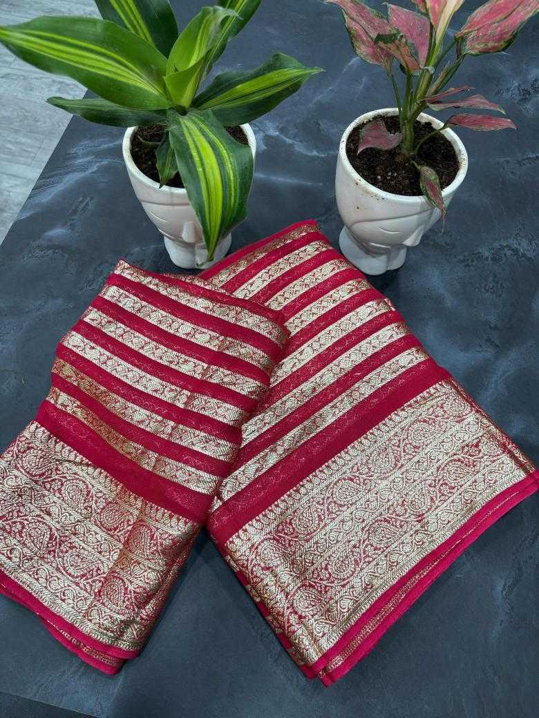 Ynf Pure Viscos RIN195 color Sarees Wholesale Georgette Sarees Zari Border Sarees Viscose Saree Manufacturer