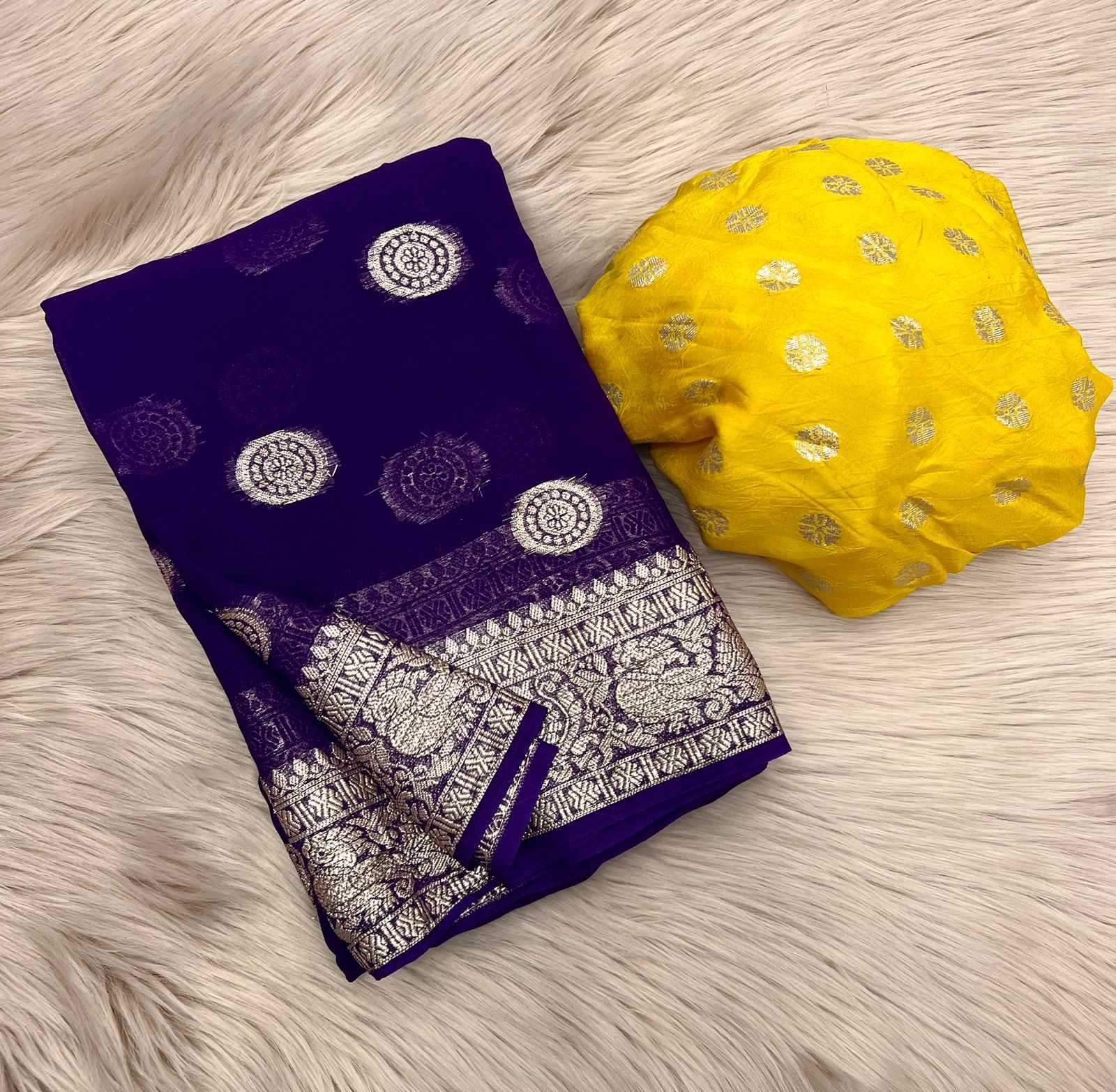 Ynf Pure Viscos RIN198 HALLO Sarees Wholesale Georgette Sarees Zari Border Sarees Viscose Saree Manufacturer