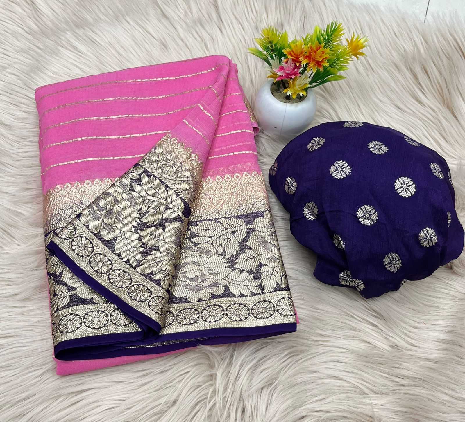 Ynf Pure Viscos RIN198 NAINA Sarees Wholesale Georgette Sarees Zari Border Sarees Viscose Saree Manufacturer