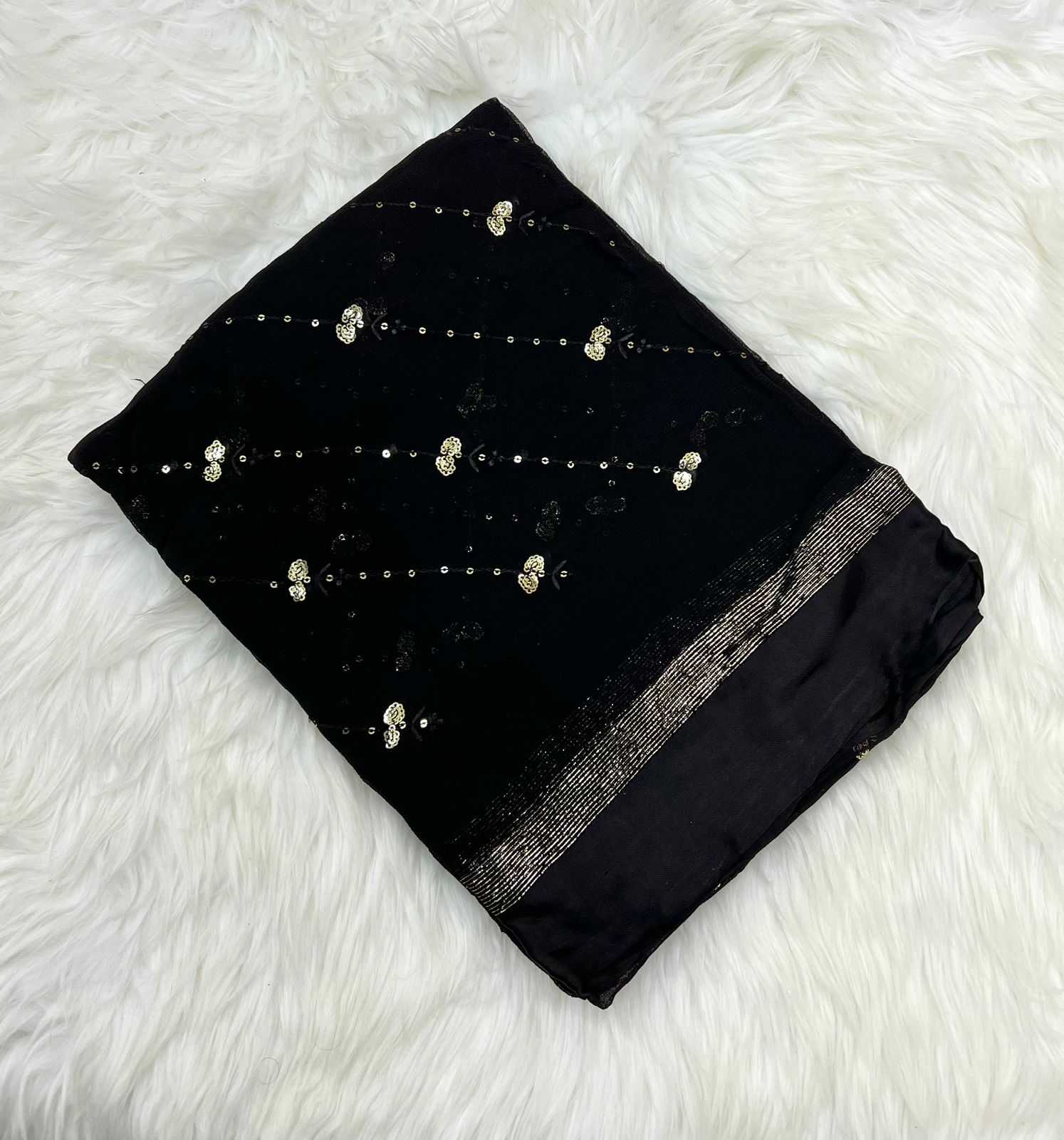 Ynf Pure Viscos RIN198 Satin Patta Sarees Wholesale Georgette Sarees Sequin Sarees Viscose Saree Manufacturer