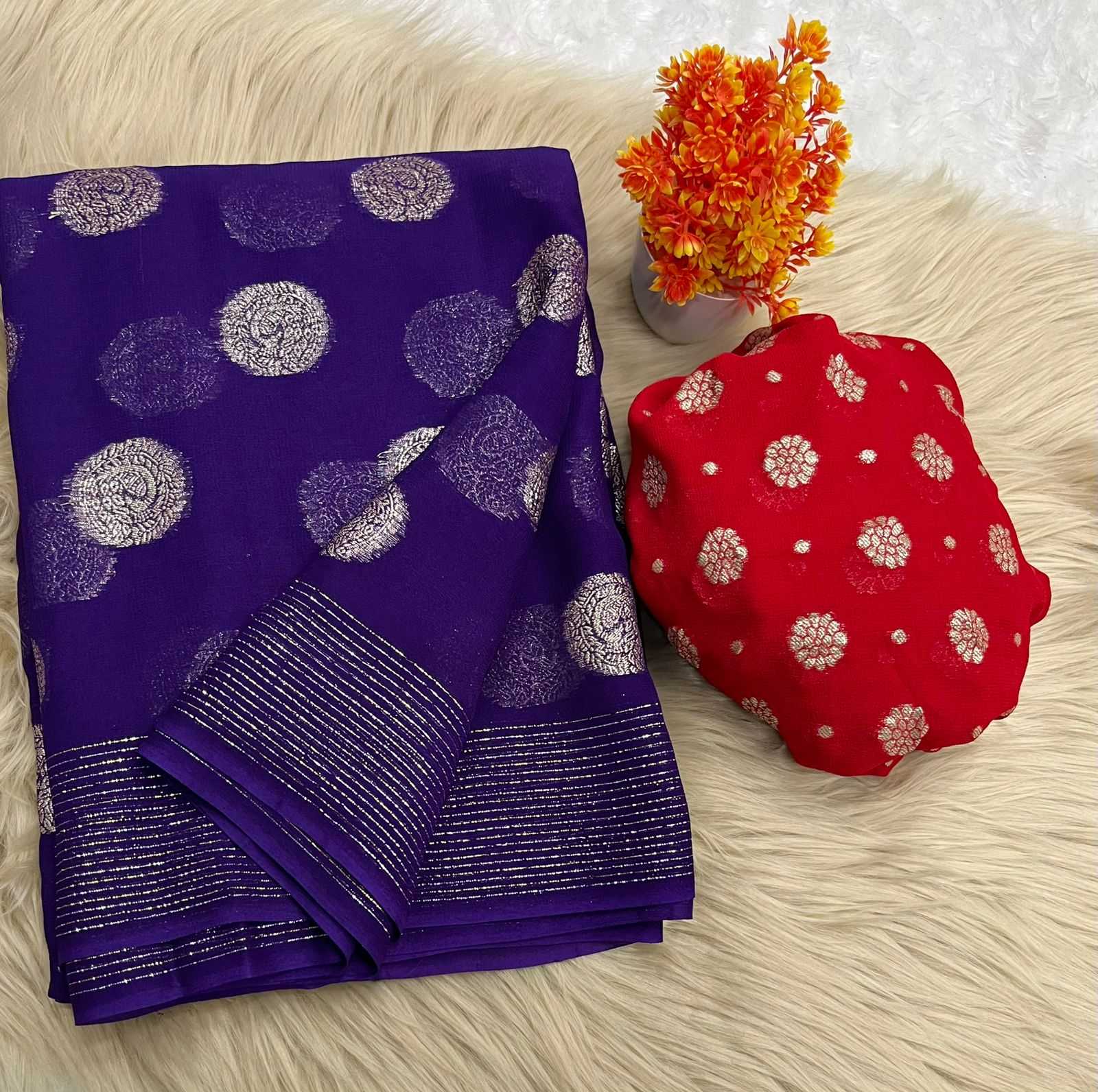 Ynf Pure Viscos RIN222 GULSHAN Sarees Wholesale Georgette Sarees Zari Border Sarees Viscose Saree Manufacturer