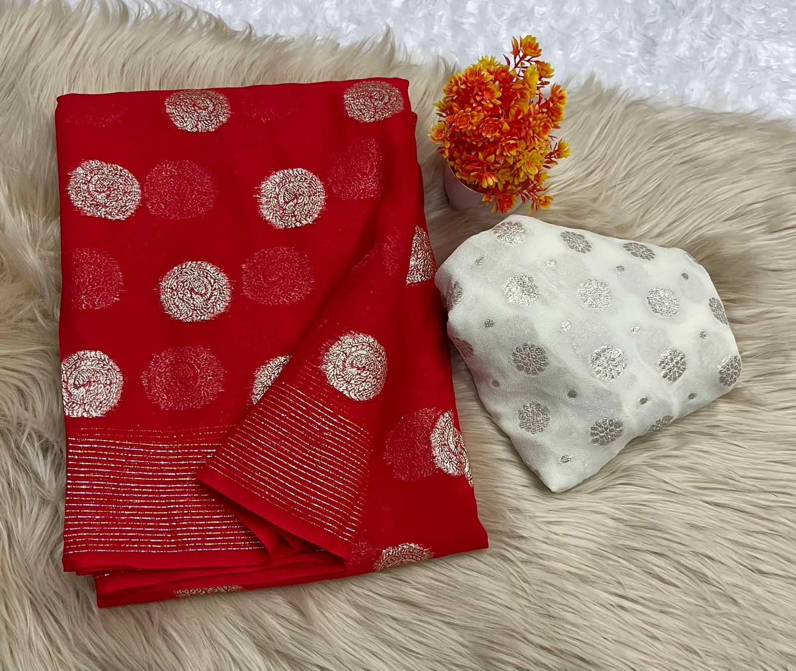 Ynf Pure Viscos RIN222 GULSHAN Sarees Wholesale Georgette Sarees Zari Border Sarees Viscose Saree Manufacturer