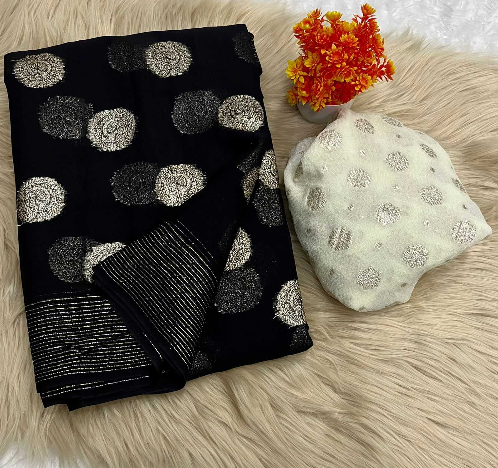 Ynf Pure Viscos RIN222 GULSHAN Sarees Wholesale Georgette Sarees Zari Border Sarees Viscose Saree Manufacturer