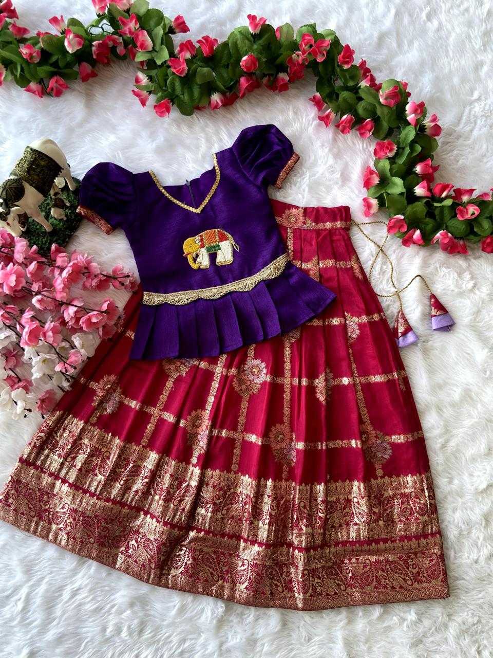 Ynf Pure Viscos RIN235 Elephant Kids Wear Wholesale Kids Lehenga Kids Lehenga Choli Baby Girl Lehenga Manufacturer