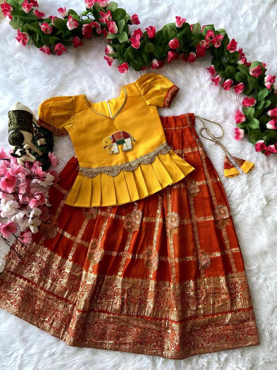 Ynf Pure Viscos RIN235 Elephant Kids Wear Wholesale Kids Lehenga Kids Lehenga Choli Baby Girl Lehenga Manufacturer