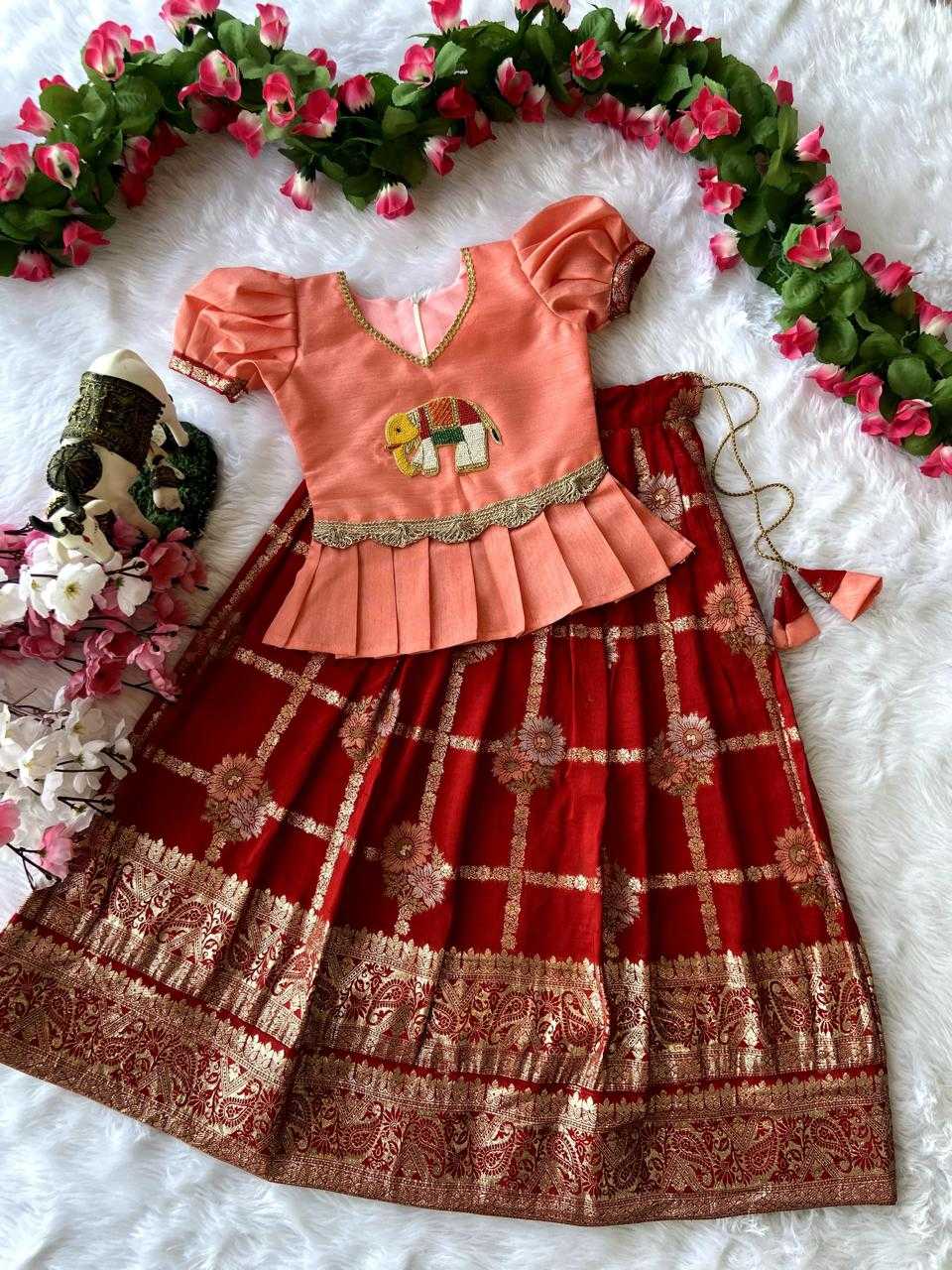 Ynf Pure Viscos RIN235 Elephant Kids Wear Wholesale Kids Lehenga Kids Lehenga Choli Baby Girl Lehenga Manufacturer