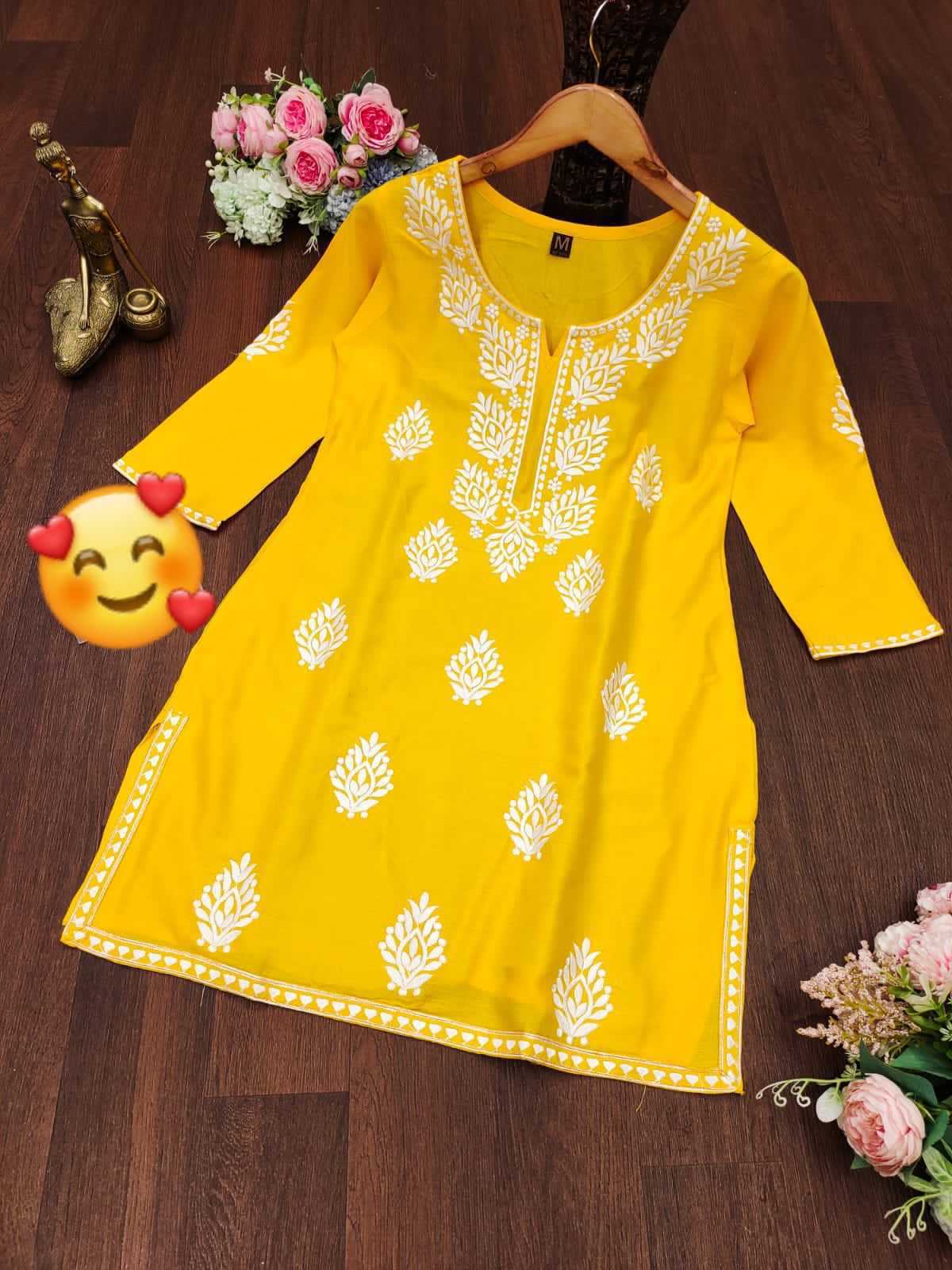 Ynf Rayon KESH502 Chikan Tops Kurti Wholesale Rayon Kurtis Embroidered Kurtis Chikan Kurti Manufacturer