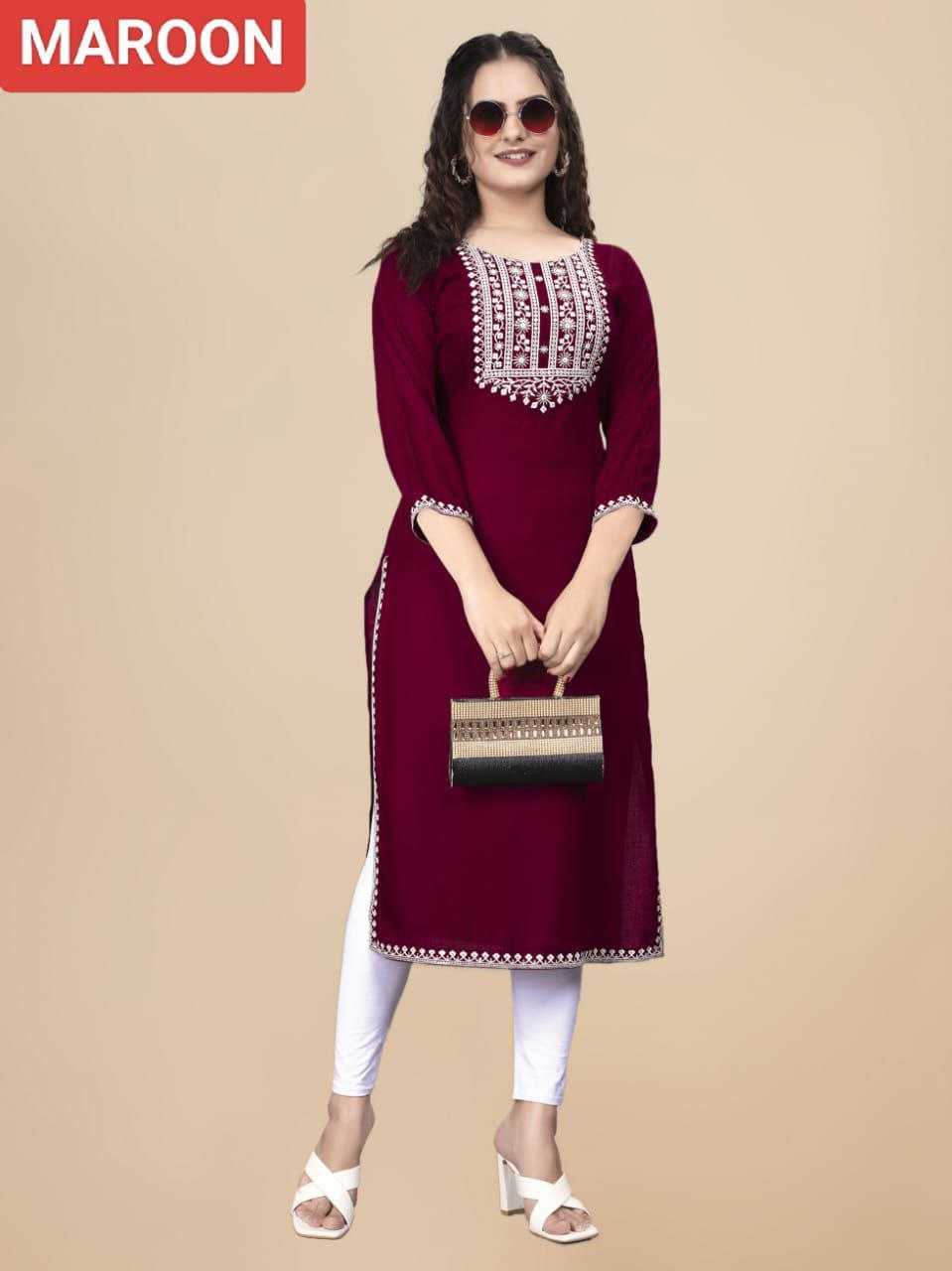 Ynf Rayon RIN220 PARTY Kurti Western Wears Festive Collections Wholesale Casual Kurtis Rayon Kurtis Embroidered Kurtis Manufacturer