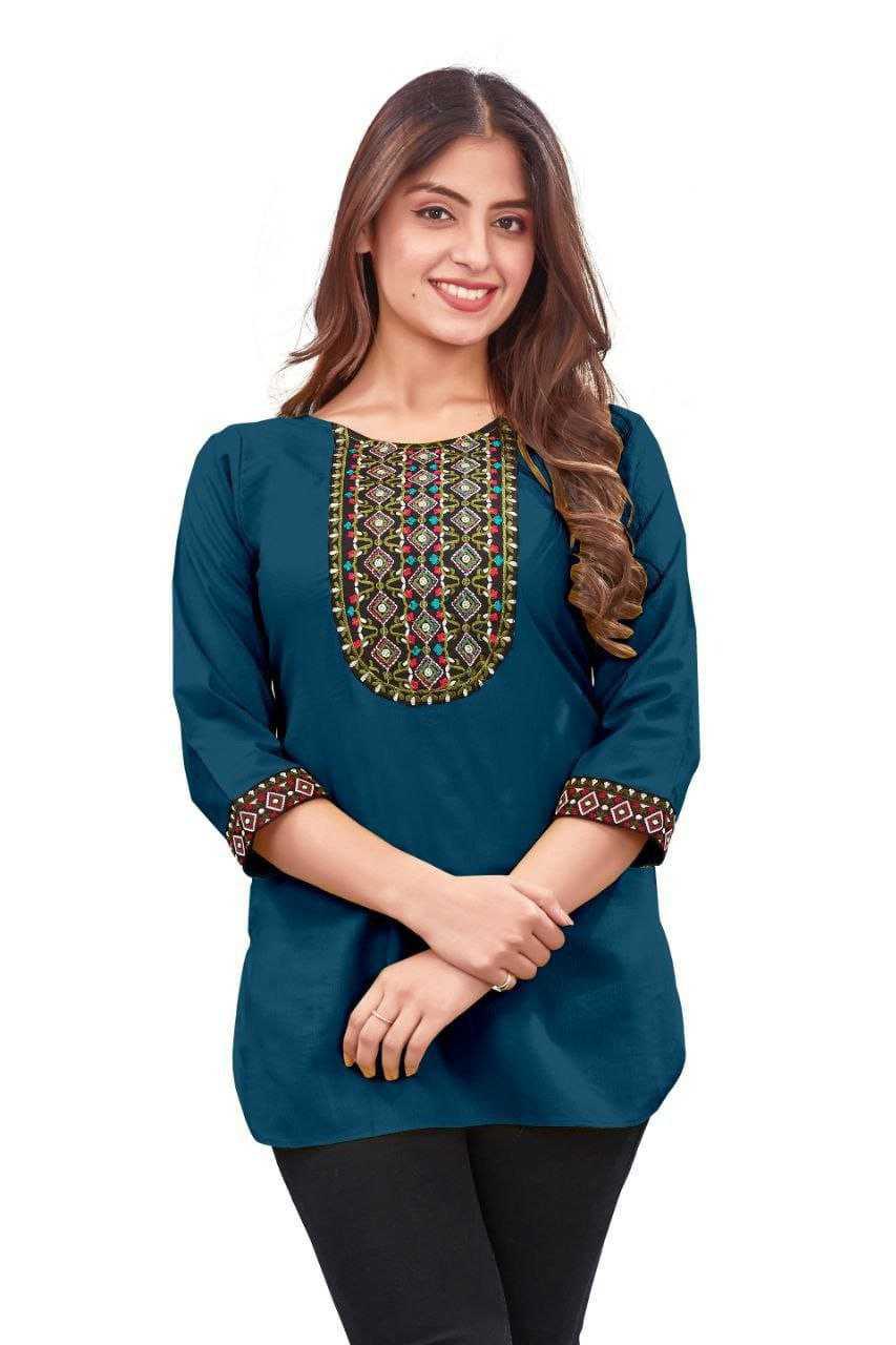 Ynf Reyon Cotton KESH552 RAJHANS Kurti Wholesale Casual Kurtis Festive Kurtis Short Kurtis Embroidered Kurtis Manufacturer