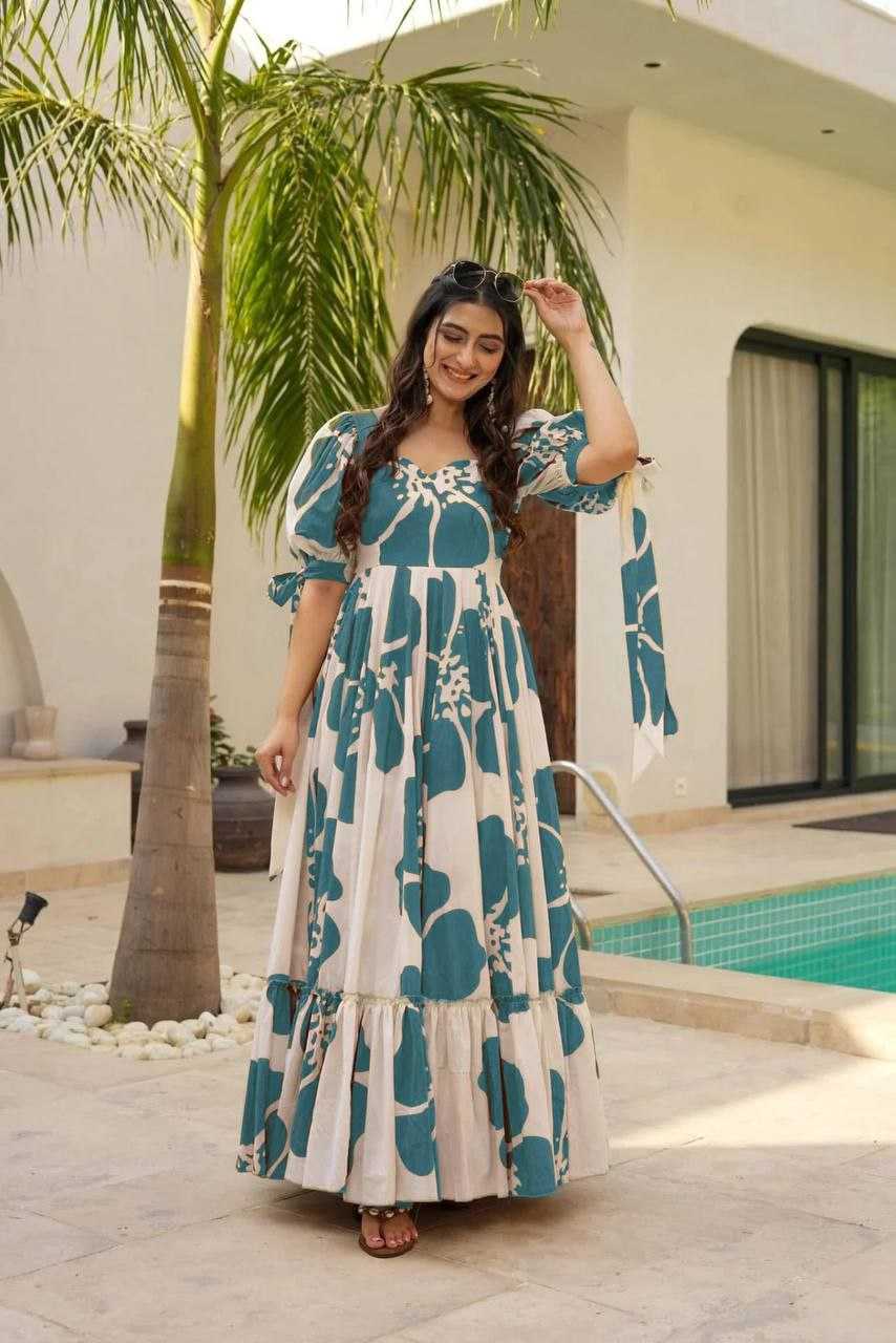 Ynf Reyon Cotton RIN220 MITTHO Gowns Plus Size Collections Wholesale Printed Gowns Fancy Gowns Anarkali Gown Party Gowns Manufacturer