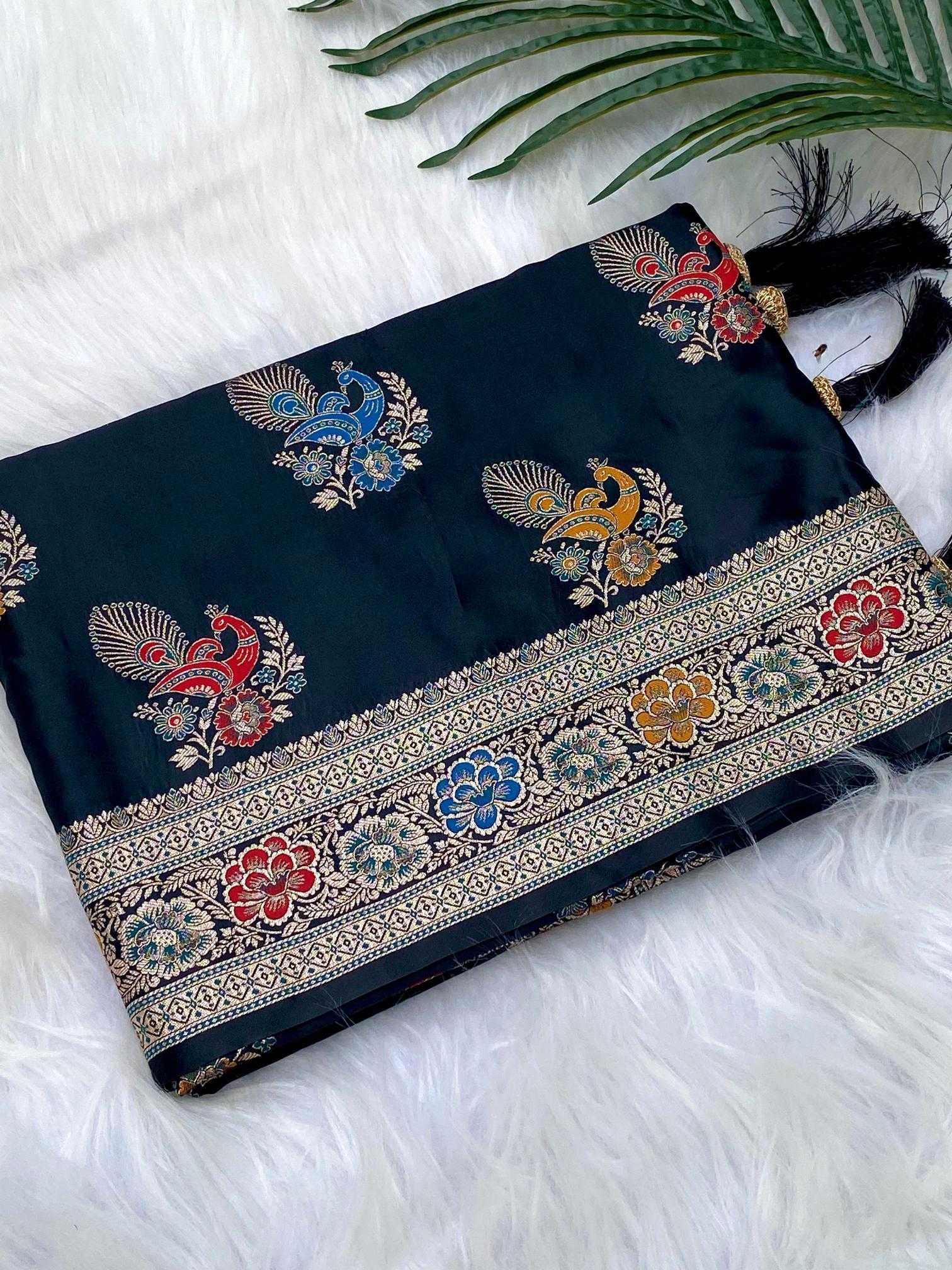 Ynf Satin KESH249 Satin Mor Sarees Wholesale Designer Sarees Fancy Sarees Satin Sarees Manufacturer