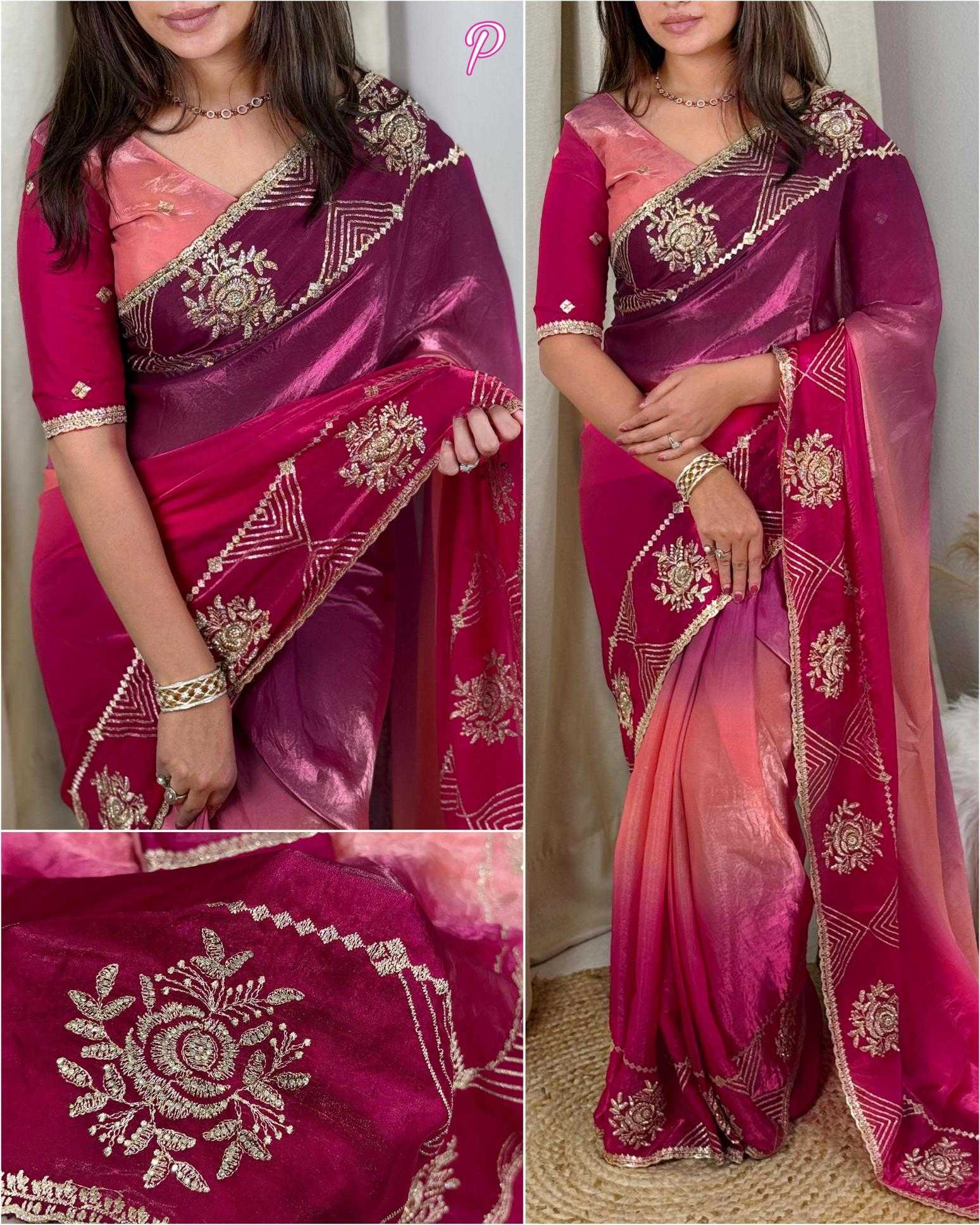 Ynf Satin KESH500 Himanshi Sarees Wholesale Embroidered Sarees Zari Border Sarees Satin Sarees Manufacturer
