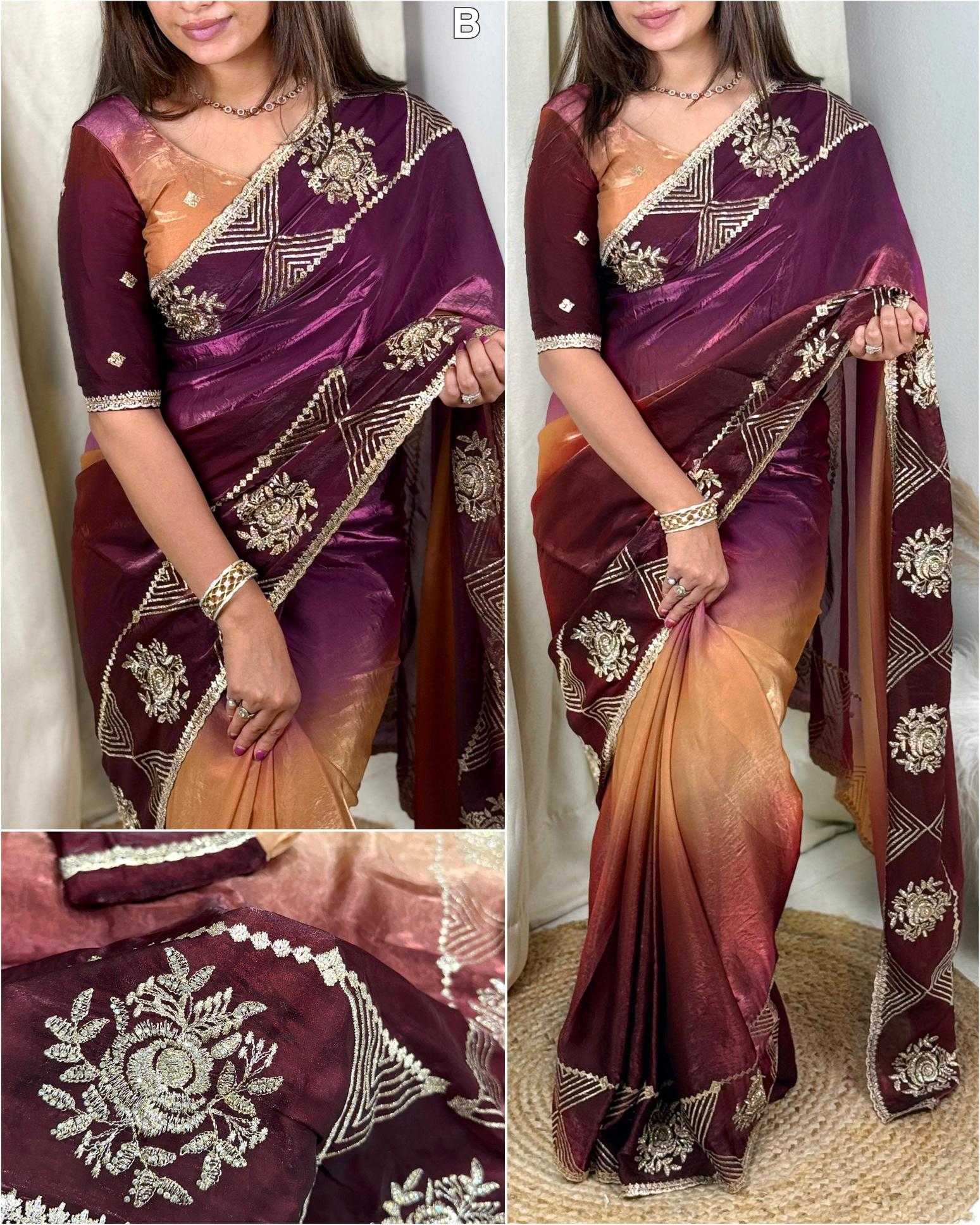 Ynf Satin KESH500 Himanshi Sarees Wholesale Embroidered Sarees Zari Border Sarees Satin Sarees Manufacturer