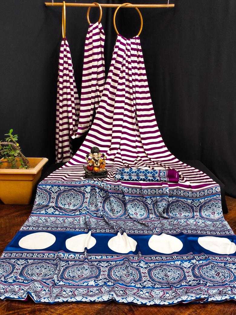 Ynf Satin RIN183 BANSI Sarees Wholesale Printed Sarees Ajrakh Sarees Satin Sarees Manufacturer