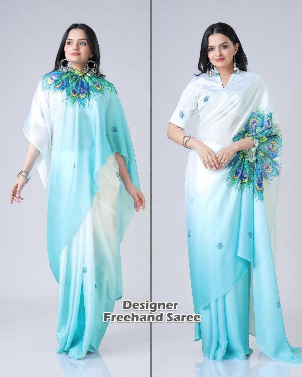 Ynf Satin RIN216 freehand saree Sarees Wedding Collections Festive Collections Wholesale Designer Sarees Ready To Wear Sarees Satin Sarees Manufacturer