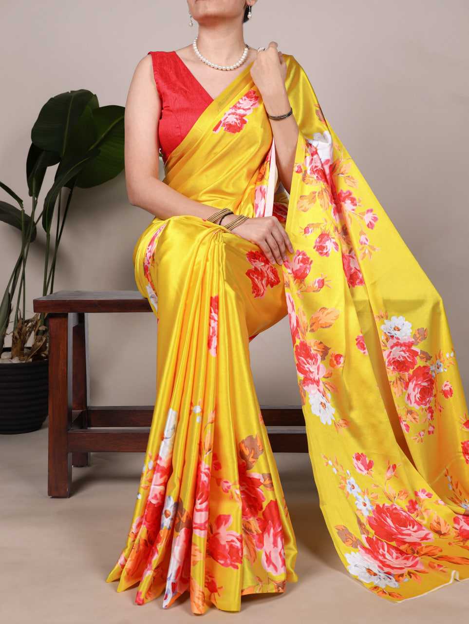 Ynf Satin Silk KESH134 7003 Sarees Wedding Collections Festive Collections Wholesale Printed Sarees Floral Sarees Satin Sarees Manufacturer