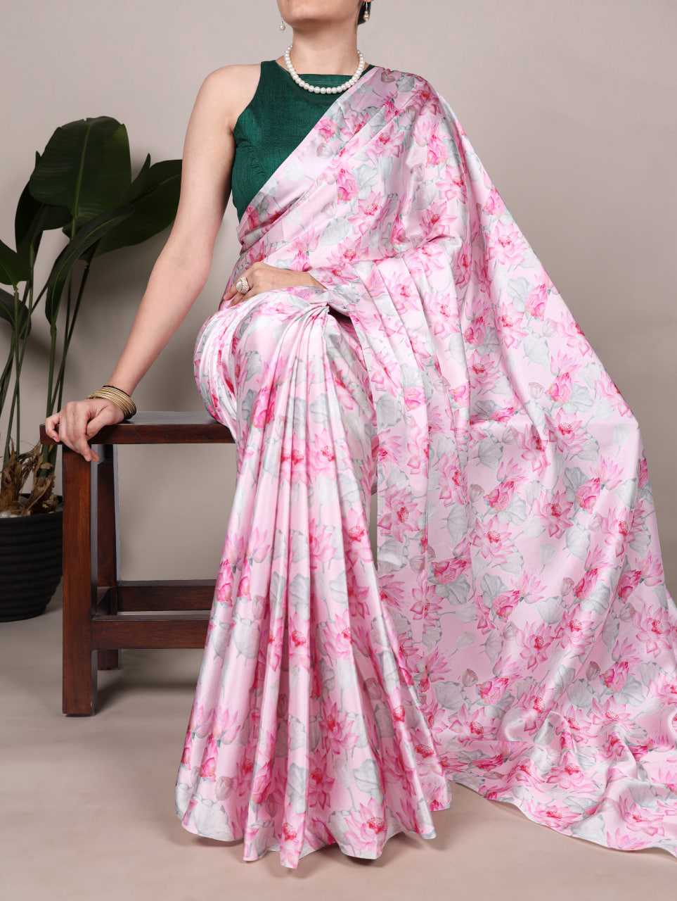 Ynf Satin Silk KESH134 7003 Sarees Wedding Collections Festive Collections Wholesale Printed Sarees Floral Sarees Satin Sarees Manufacturer
