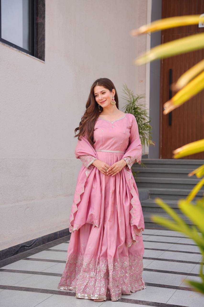 Ynf Shimmer silk KESH490 659 Gowns Wholesale Embroidery Gowns Party Gowns Long Gowns Manufacturer
