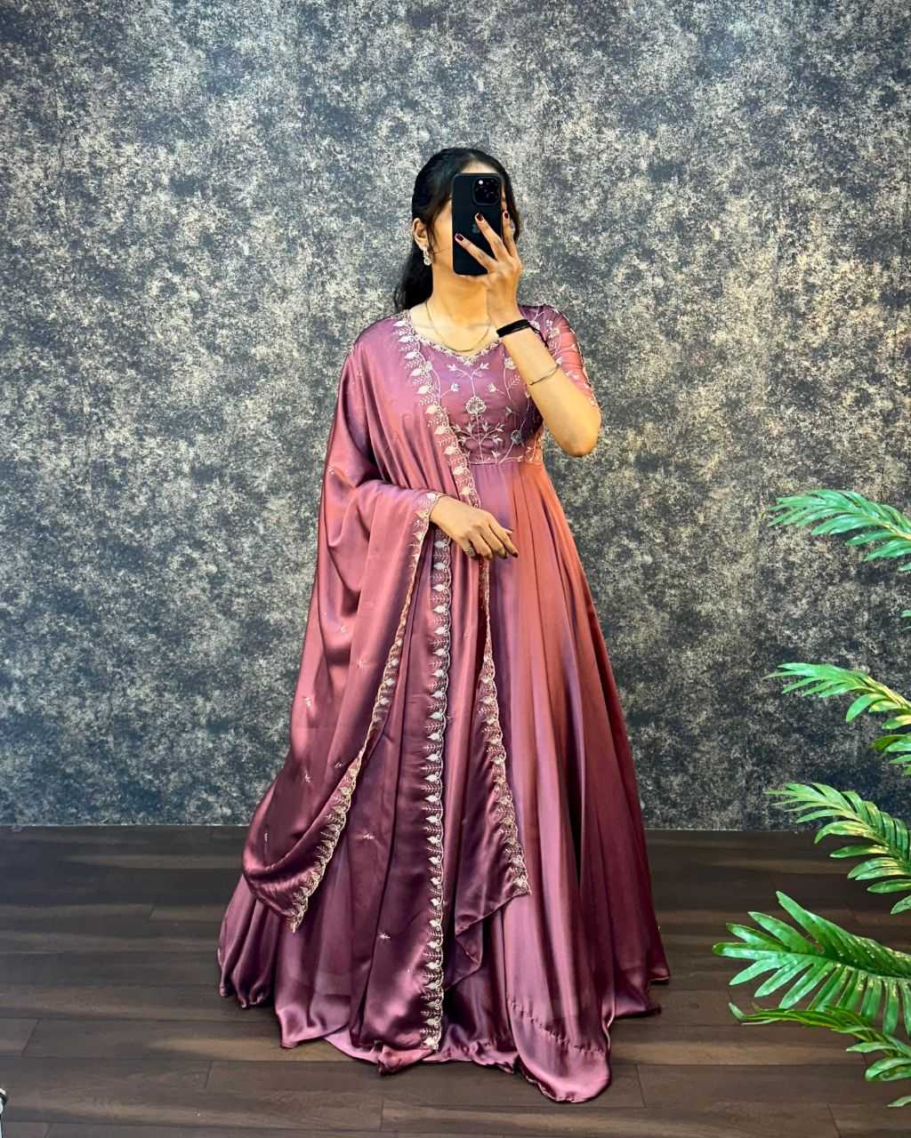Ynf Silk KESH507 AMBIKA Gowns Wedding Collections Festive Collections Wholesale Embroidery Gowns Silk Gowns Gown With Dupatta Manufacturer