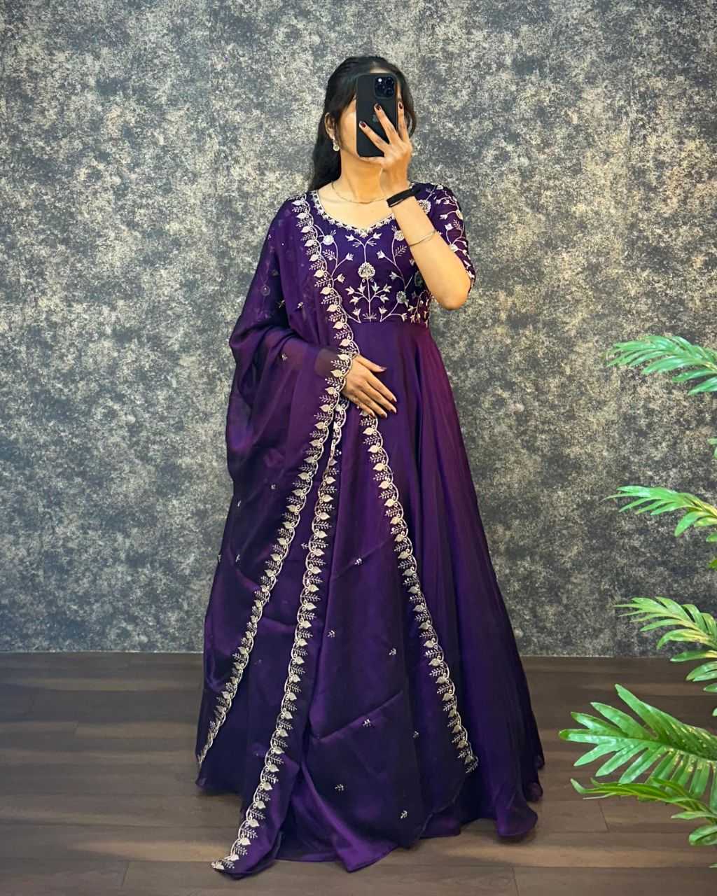 Ynf Silk KESH507 AMBIKA Gowns Wedding Collections Festive Collections Wholesale Embroidery Gowns Silk Gowns Gown With Dupatta Manufacturer