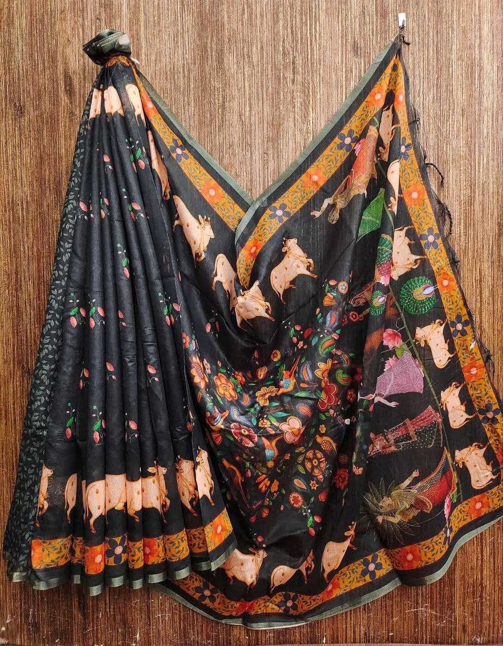 Ynf Silk KESH532 PARUL COW Sarees Wholesale Printed Sarees Ladies Sarees Silk Sarees Manufacturer