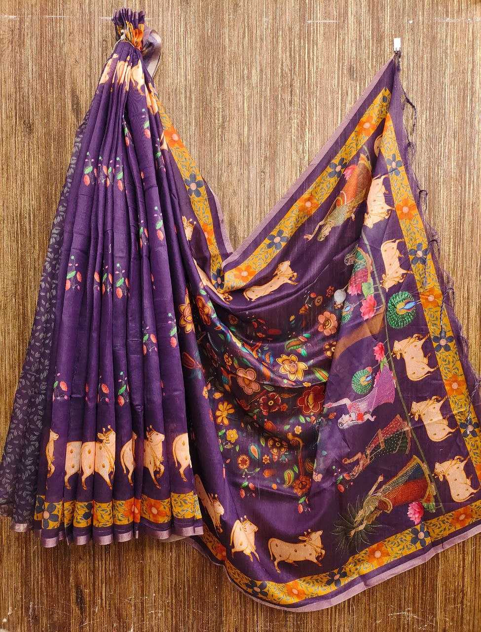 Ynf Silk KESH532 PARUL COW Sarees Wholesale Printed Sarees Ladies Sarees Silk Sarees Manufacturer