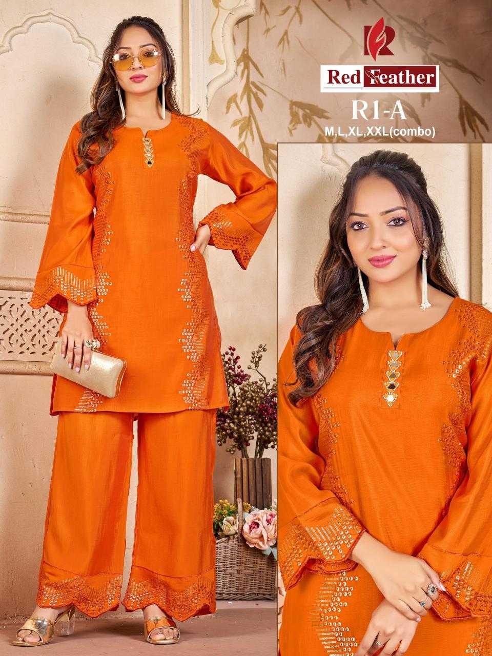 Ynf Silk RIN190 RED FEATHER Setwise Collections Wholesale Kurtis Catalogs Manufacturer