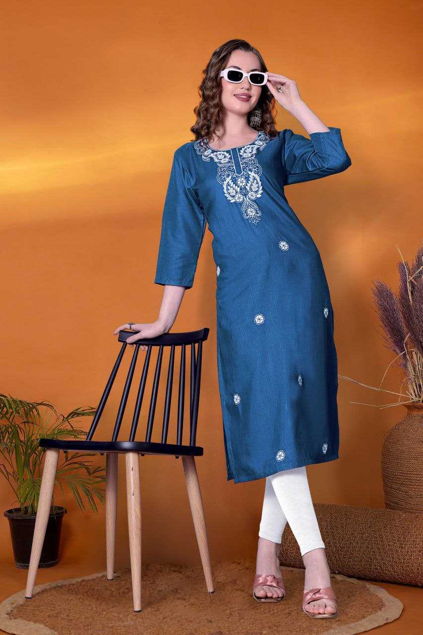 Ynf Slub Reyon KESH517 H7 Kurti Wholesale Casual Kurtis Festive Kurtis Embroidered Kurtis Manufacturer