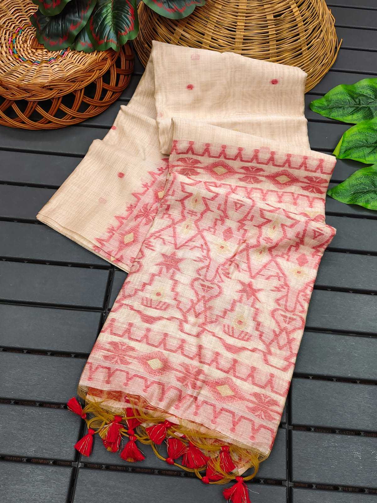Ynf Soft Cotton KESH505 MUGA COTTON JAMDANI 4 Sarees Wedding Collections Festive Collections Wholesale Cotton Sarees Sarees With Blouse Onam Collections Manufacturer