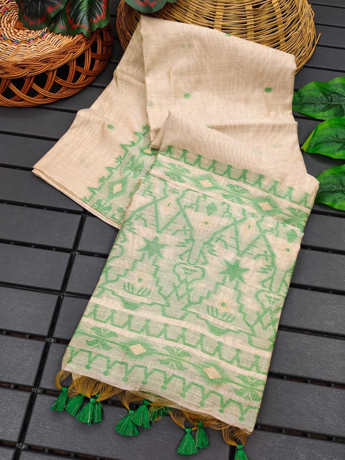 Ynf Soft Cotton KESH505 MUGA COTTON JAMDANI 4 Sarees Wedding Collections Festive Collections Wholesale Cotton Sarees Sarees With Blouse Onam Collections Manufacturer