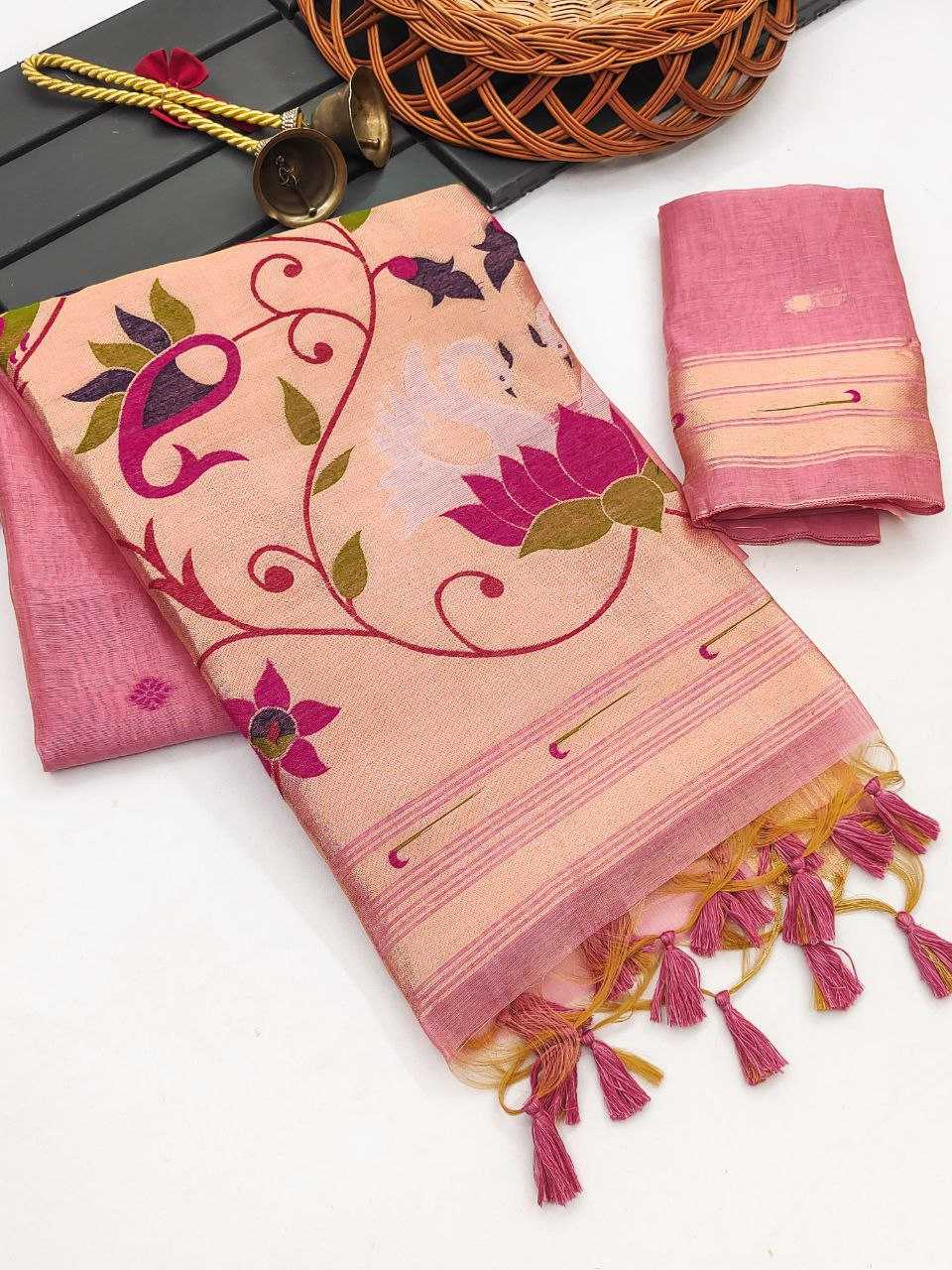 Ynf Soft Cotton KESH505 Muga cotton paithani 2 Sarees Wedding Collections Festive Collections Wholesale Zari Border Sarees Cotton Sarees Sarees With Blouse Manufacturer