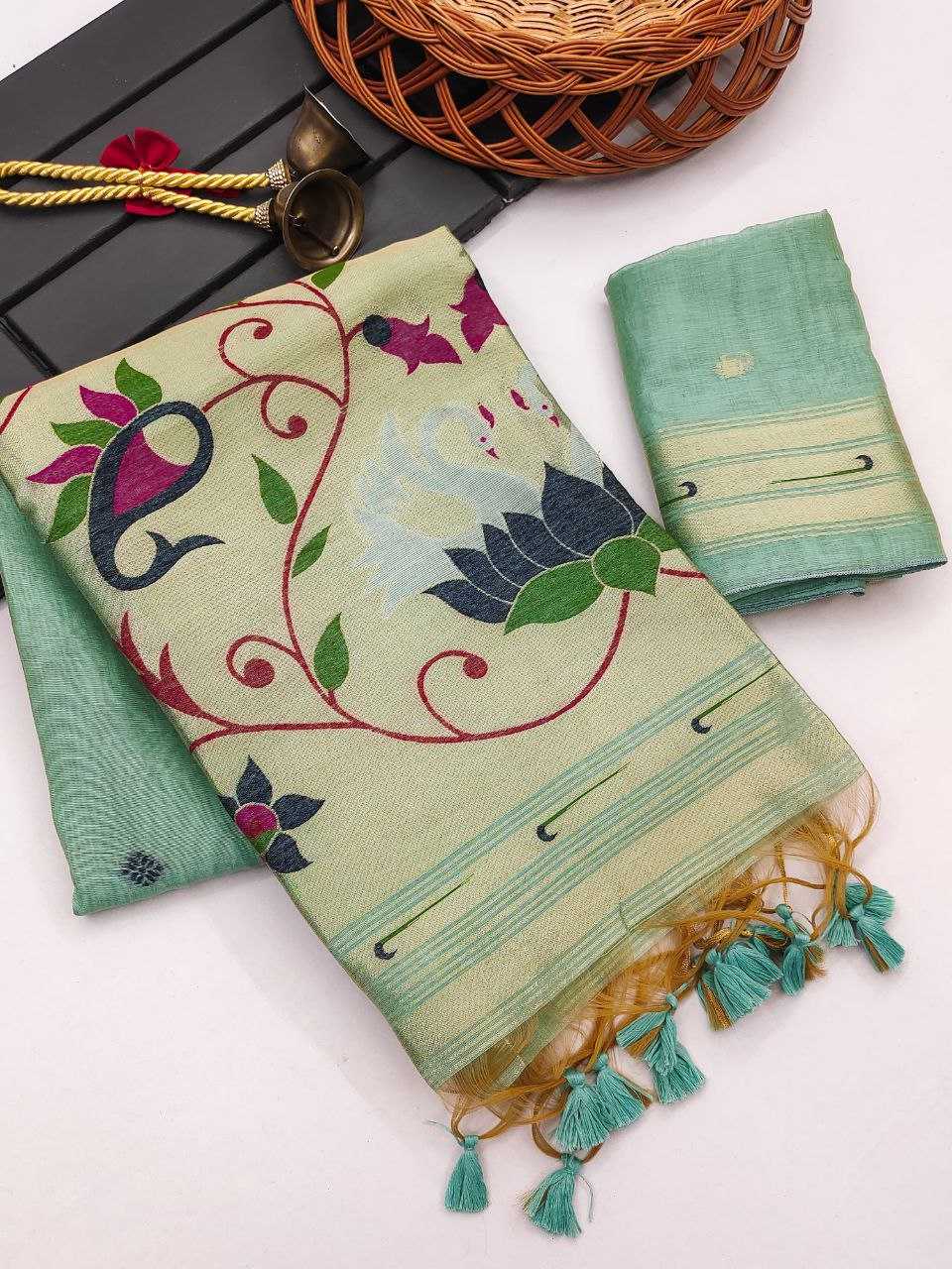 Ynf Soft Cotton KESH505 Muga cotton paithani 2 Sarees Wedding Collections Festive Collections Wholesale Zari Border Sarees Cotton Sarees Sarees With Blouse Manufacturer