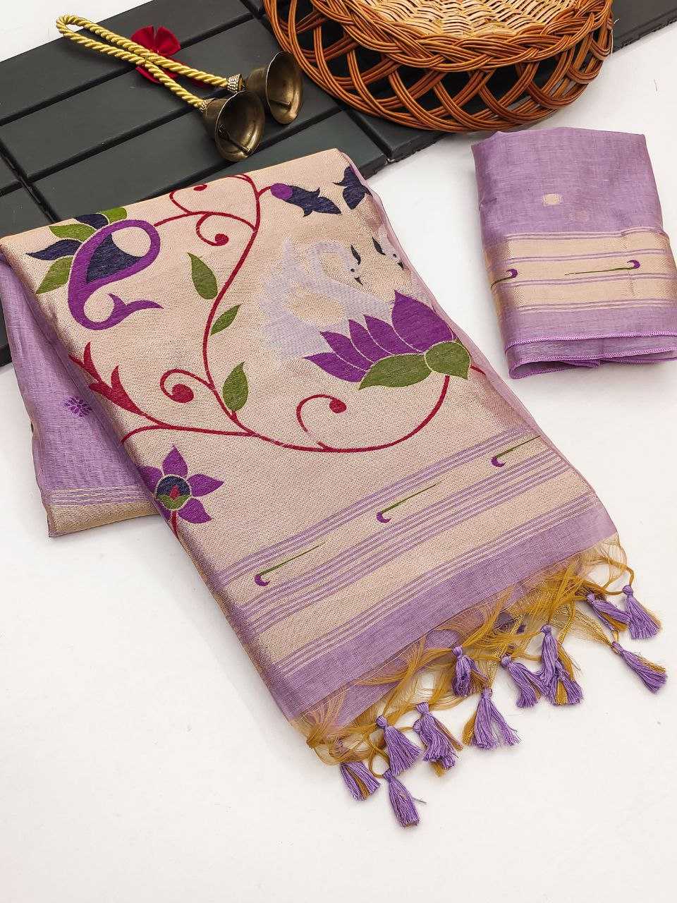 Ynf Soft Cotton KESH505 Muga cotton paithani 2 Sarees Wedding Collections Festive Collections Wholesale Zari Border Sarees Cotton Sarees Sarees With Blouse Manufacturer