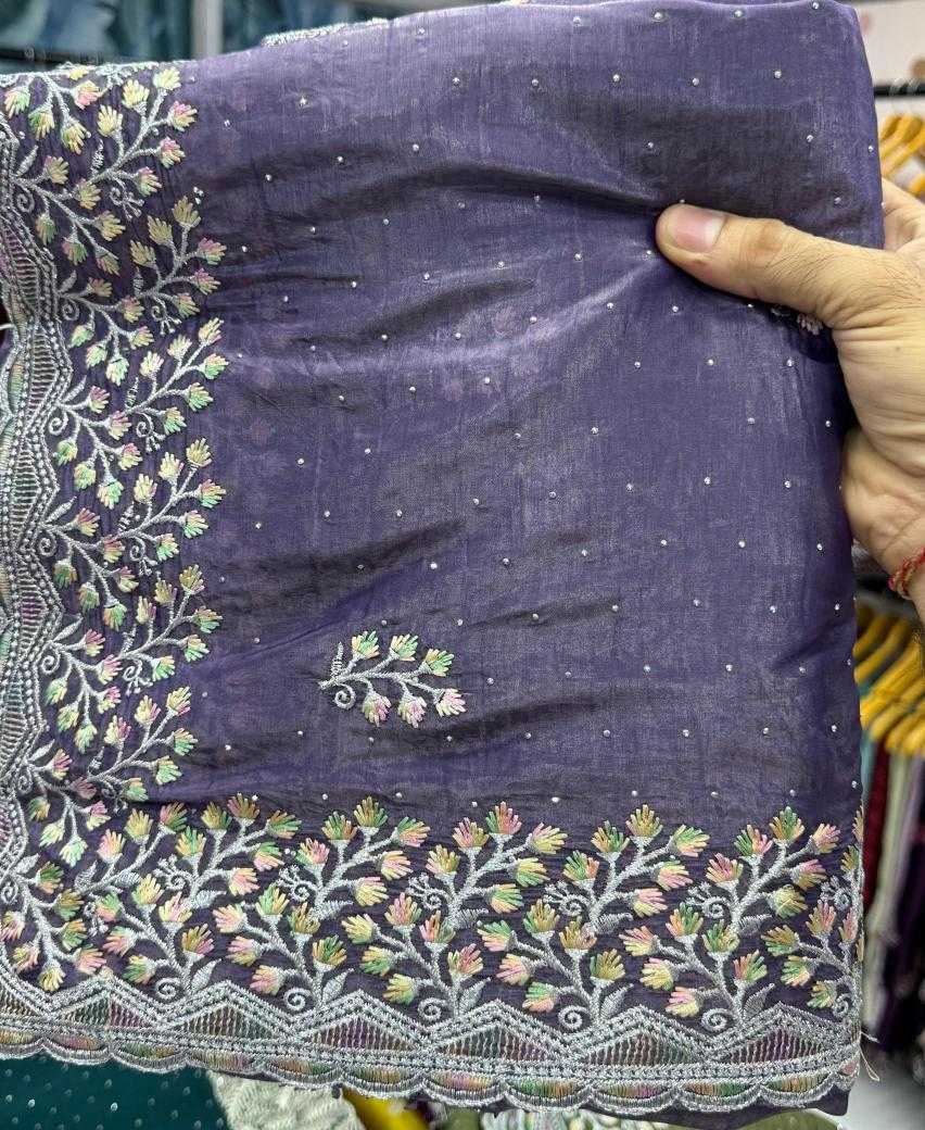 Ynf Soft Gold Crush KESH114 3708 Sarees Wholesale Embroidered Sarees Stone Work Saree Zari Border Sarees Manufacturer