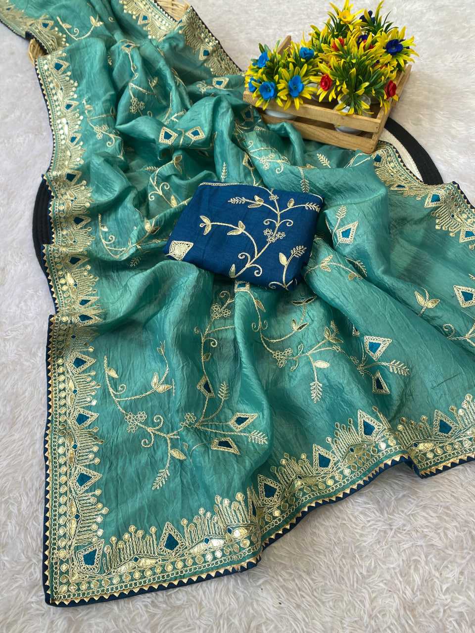 Ynf Soft Gold Crush KESH514 DAGA Sarees Wedding Collections Festive Collections Wholesale Designer Sarees Embroidered Sarees Sarees With Blouse Manufacturer