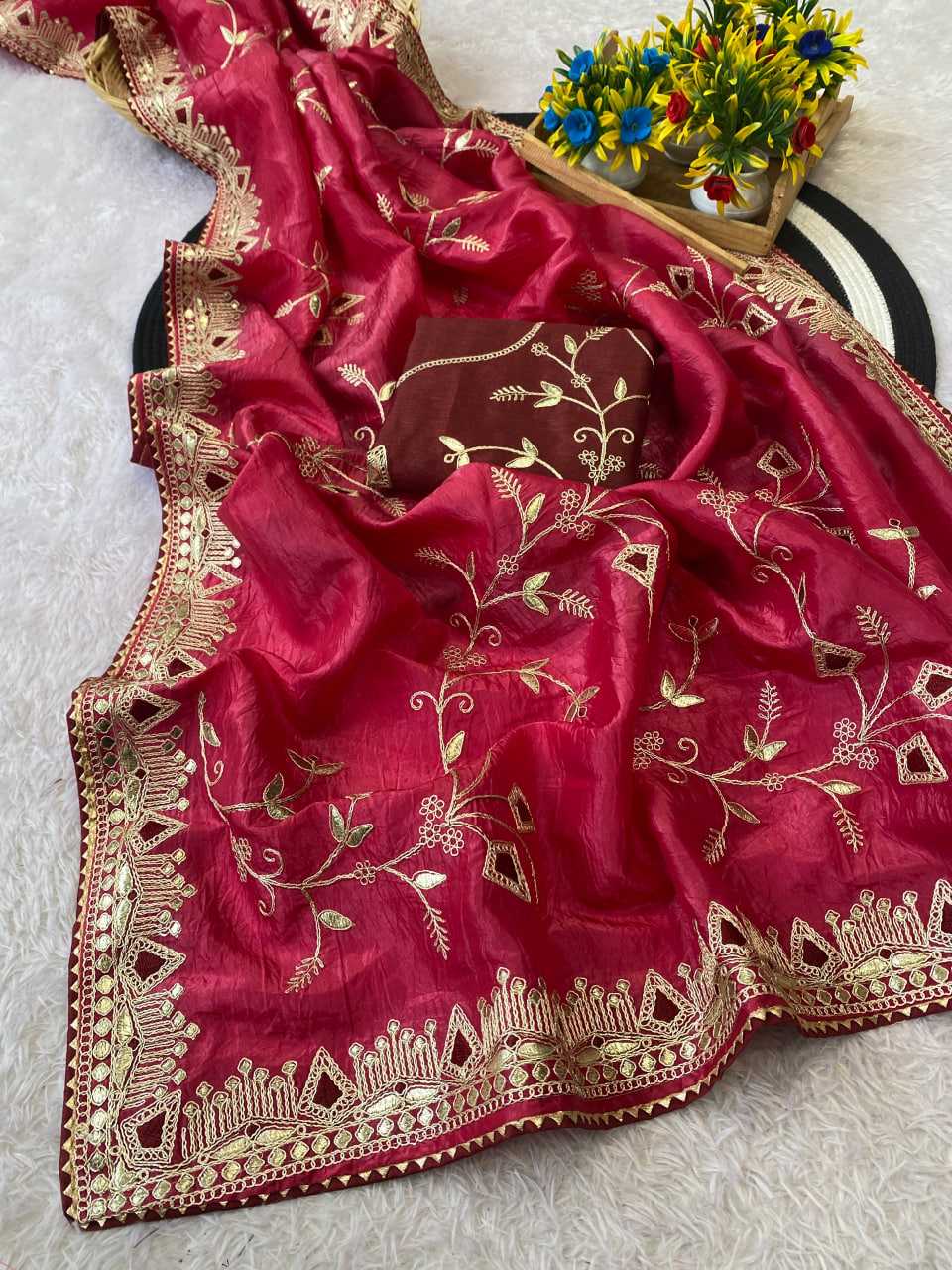 Ynf Soft Gold Crush KESH514 DAGA Sarees Wedding Collections Festive Collections Wholesale Designer Sarees Embroidered Sarees Sarees With Blouse Manufacturer
