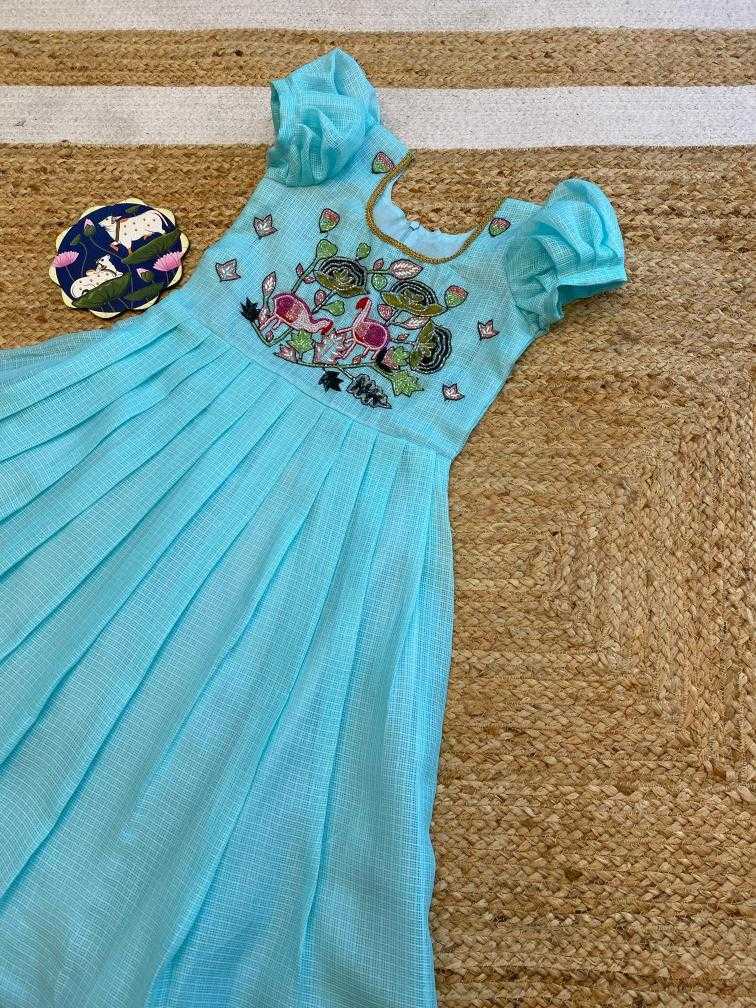 Ynf Soft Kota KESH493 Khatli Kids Wear Wholesale Kids Gown Kids Ethnic Gowns Manufacturer