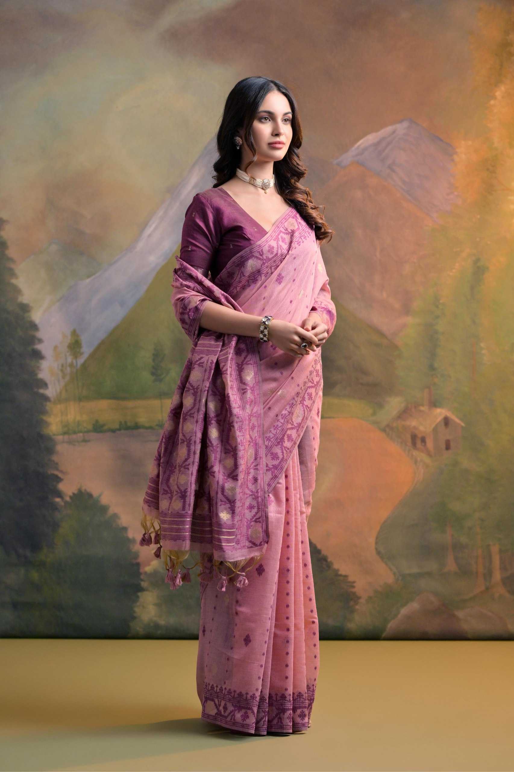 Ynf Soft Muga Silk KESH532 MUGA COTTON JAMDANI 5 Sarees Wholesale Fancy Sarees Butta Sarees Cotton Sarees Manufacturer