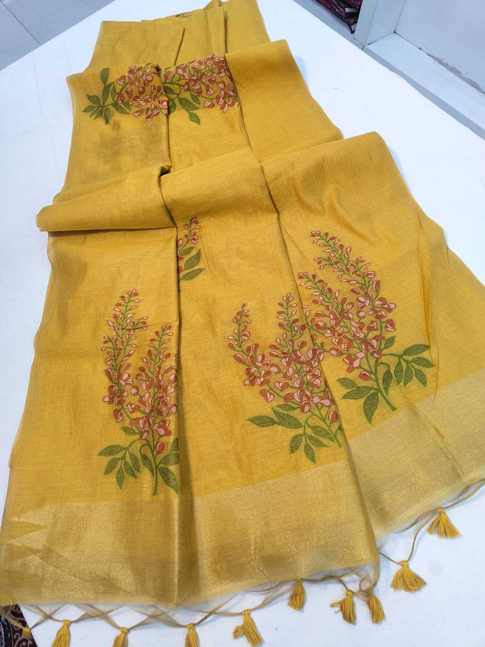 Ynf Soft Muga Silk KESH532 MUGA COTTON TREE 4 Sarees Wedding Collections Festive Collections Wholesale Floral Sarees Traditional Sarees Silk Sarees Manufacturer